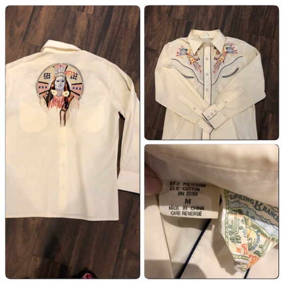 Vintage American Indian Style Cowboy shirt - Picture 3 of 6